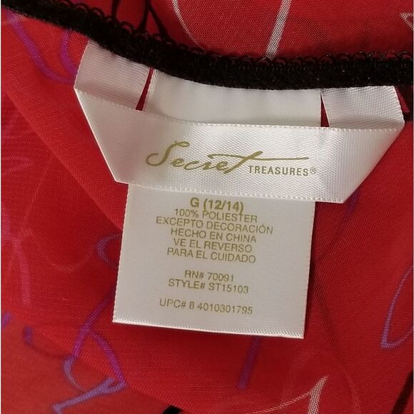 Secret‎ Treasures Red Black Trim Sheer Lingerie Camisole Women's 2 Piece … - Picture 10 of 12